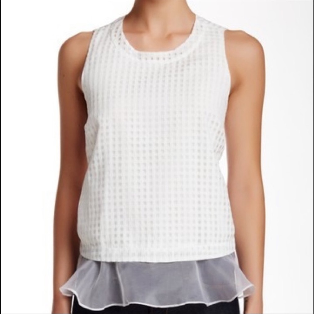 Elizabeth & James-“Tierney Checked Organza Blouse”